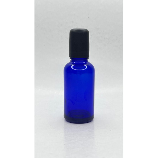 30 ml Mavi (Kobalt) Cam Şişe Siyah Rollon Başlıklı