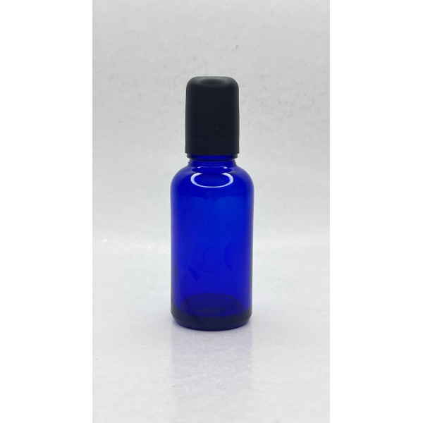 30 ml Mavi (Kobalt) Cam Şişe Siyah Rollon Başlıklı