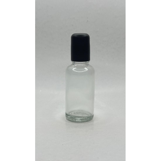 30 ml Şeffaf Cam Şişe Siyah Rollon Başlıklı