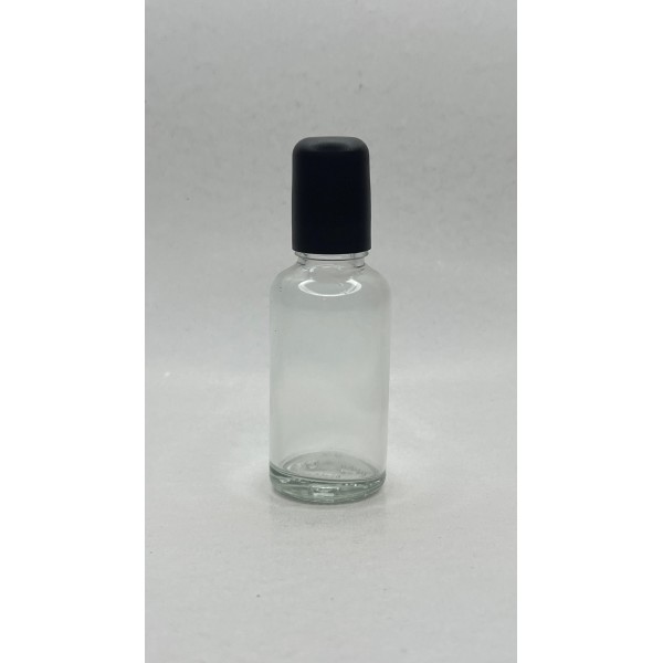 30 ml Şeffaf Cam Şişe Siyah Rollon Başlıklı