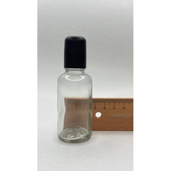 30 ml Şeffaf Cam Şişe Siyah Rollon Başlıklı