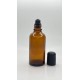 50 ml Kahverengi (Amber) Cam Şişe Siyah Rollon Başlıklı