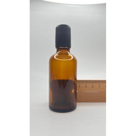 50 ml Kahverengi (Amber) Cam Şişe Siyah Rollon Başlıklı