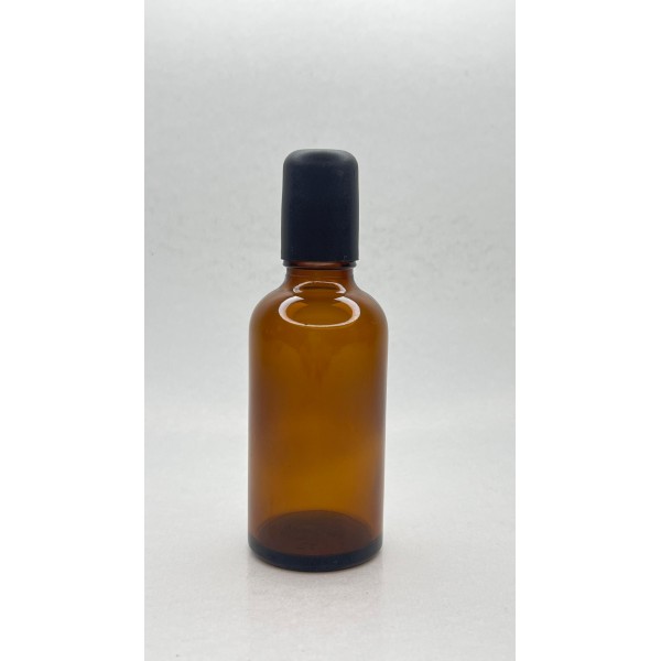 50 ml Kahverengi (Amber) Cam Şişe Siyah Rollon Başlıklı