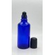 50 ml Mavi (Kobalt) Cam Şişe Siyah Rollon Başlıklı