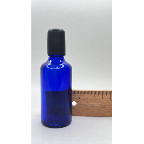 50 ml Mavi (Kobalt) Cam Şişe Siyah Rollon Başlıklı