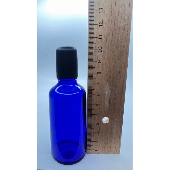 50 ml Mavi (Kobalt) Cam Şişe Siyah Rollon Başlıklı