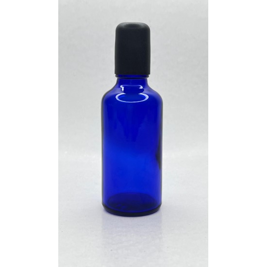 50 ml Mavi (Kobalt) Cam Şişe Siyah Rollon Başlıklı