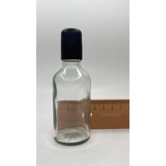 50 ml Şeffaf Cam Şişe Siyah Rollon Başlıklı