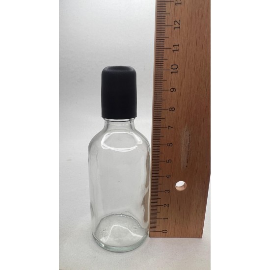50 ml Şeffaf Cam Şişe Siyah Rollon Başlıklı
