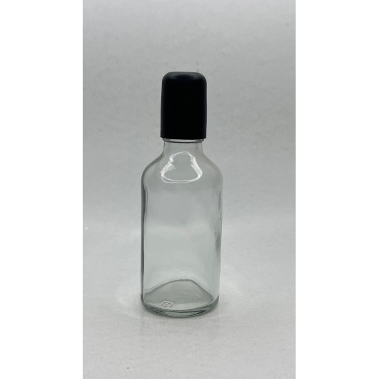 50 ml Şeffaf Cam Şişe Siyah Rollon Başlıklı