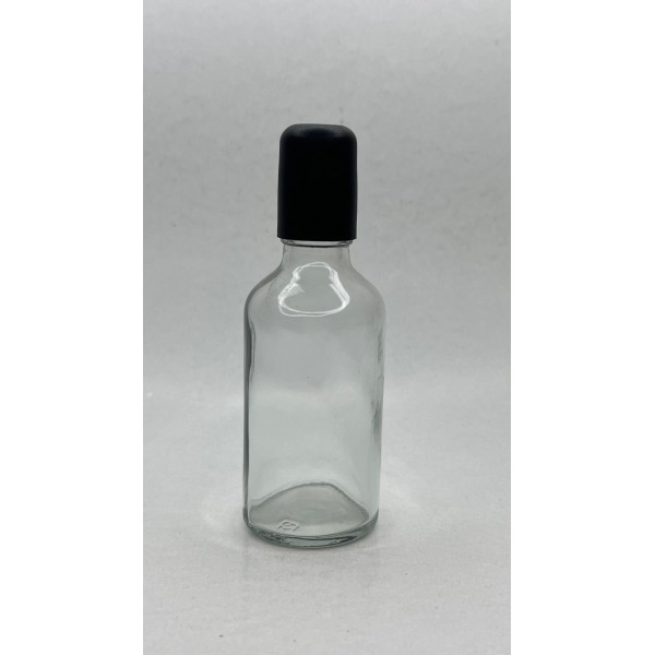 50 ml Şeffaf Cam Şişe Siyah Rollon Başlıklı