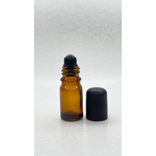 5 ml Kahverengi (Amber) Cam Şişe Siyah Rollon Başlıklı