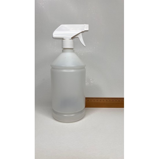1 Litre Şeffaf Kuşaklı PE Trigger Sprey Şişesi - Beyaz Trigger