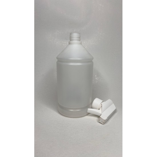 1 Litre Şeffaf Kuşaklı PE Trigger Sprey Şişesi - Beyaz Trigger
