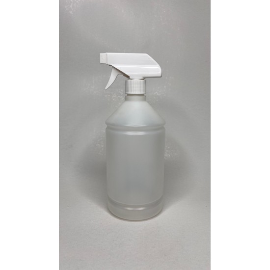1 Litre Şeffaf Kuşaklı PE Trigger Sprey Şişesi - Beyaz Trigger