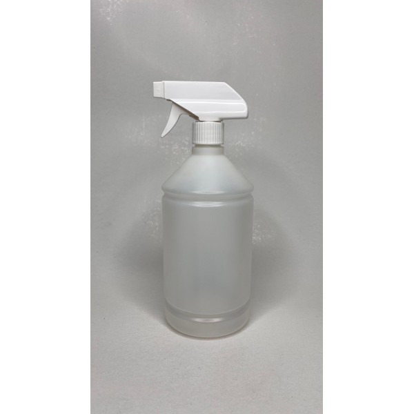 1 Litre Şeffaf Kuşaklı PE Trigger Sprey Şişesi - Beyaz Trigger