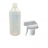 1 Litre Şeffaf Kuşaklı PE Trigger Sprey Şişesi - Beyaz Trigger