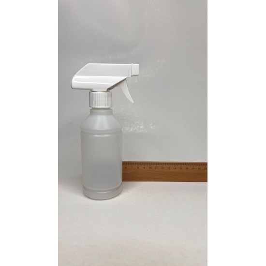 250 ml Şeffaf Kuşaklı (PE) Beyaz Trigger Sprey Şişesi