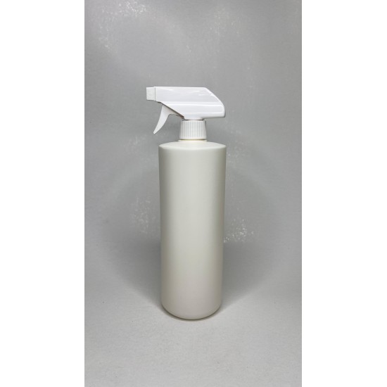 1 Litre Silindir PE Trigger Sprey Şişesi- Beyaz Tetik - Beyaz Trigger Gövde 