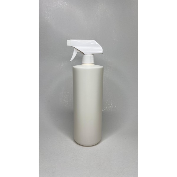 1 Litre Silindir PE Trigger Sprey Şişesi- Beyaz Tetik - Beyaz Trigger Gövde 