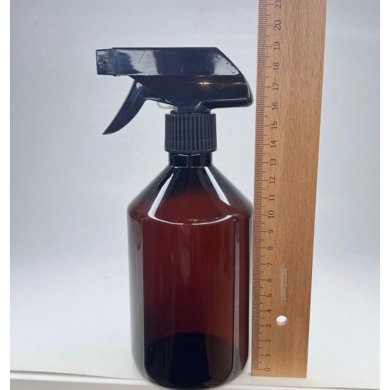 500 ml Kahverengi (Amber) PET - Siyah Trigger Sprey Şişesi