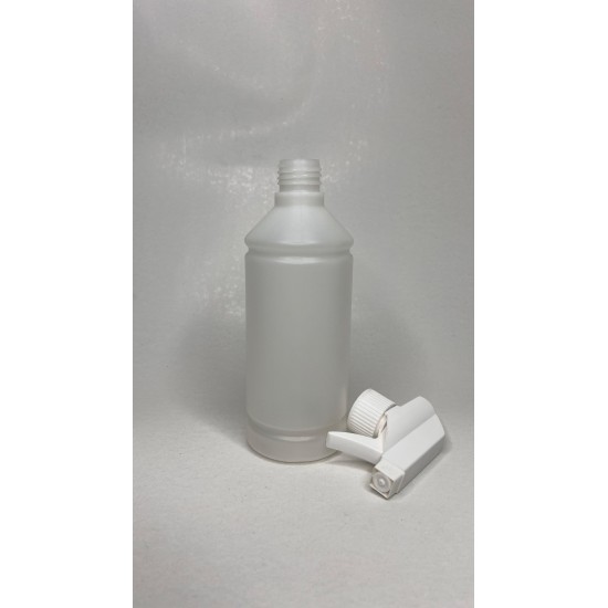 500 ml Şeffaf Kuşaklı (PE) Şişe BeyazTrigger Sprey Şişesi