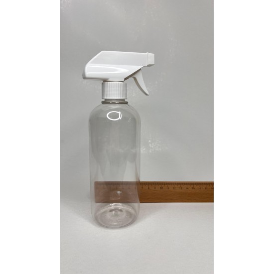 500 ml Şeffaf (PET) Plastik Şişe Beyaz Trigger Sprey Şişesi