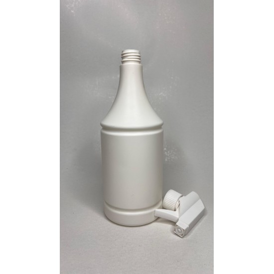 1 Litre Konik Beyaz Mat PE Trigger Sprey Şişesi - Beyaz Trigger