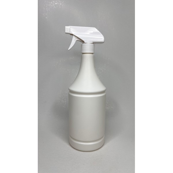 1 Litre Konik Beyaz Mat PE Trigger Sprey Şişesi - Beyaz Trigger