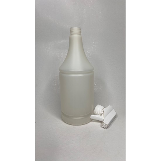 1 Litre Şeffaf Konik PE Trigger Sprey Şişesi - Beyaz Trigger