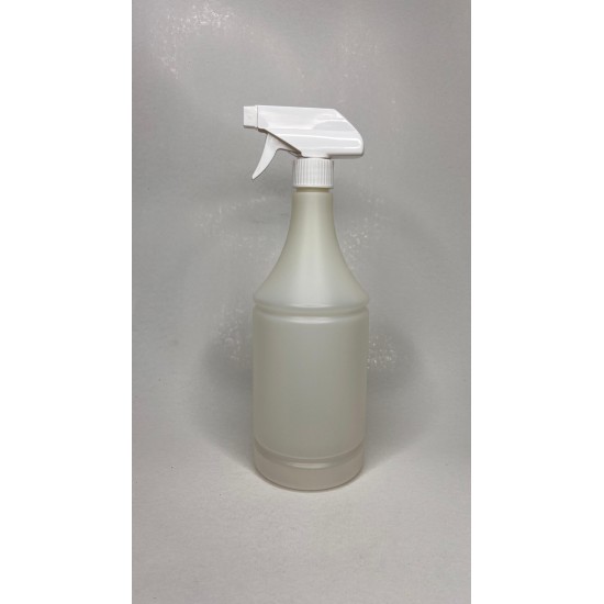 1 Litre Şeffaf Konik PE Trigger Sprey Şişesi - Beyaz Trigger