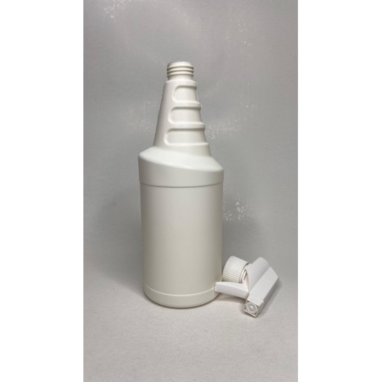 1 Litre Vosvos Beyaz Mat PE Trigger Sprey Şişesi- Beyaz Tetik-Beyaz Gövde Sprey