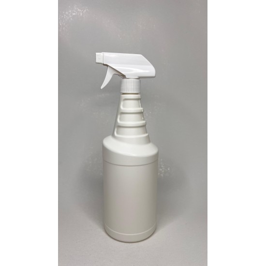1 Litre Vosvos Beyaz Mat PE Trigger Sprey Şişesi- Beyaz Tetik-Beyaz Gövde Sprey