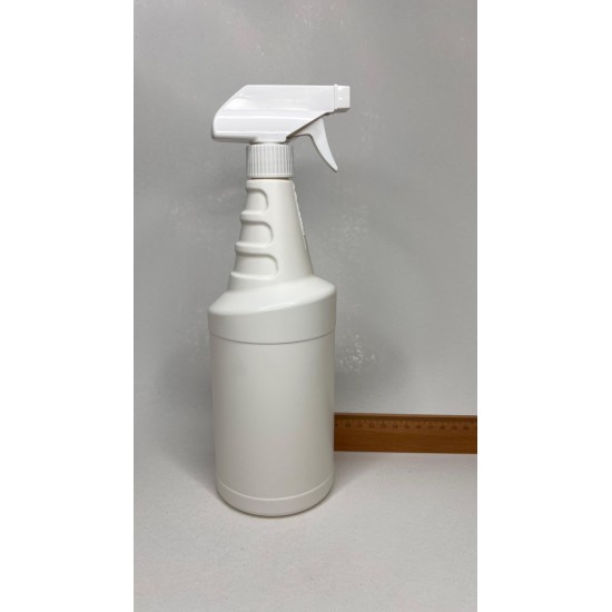 1 Litre Vosvos Beyaz Mat PE Trigger Sprey Şişesi- Beyaz Tetik-Beyaz Gövde Sprey