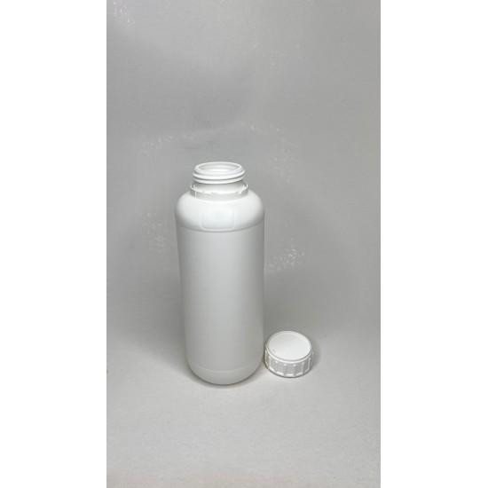 1 Litre Beyaz Plastik PE Zirai Tarım İlacı Şişesi Kilitli Kapaklı