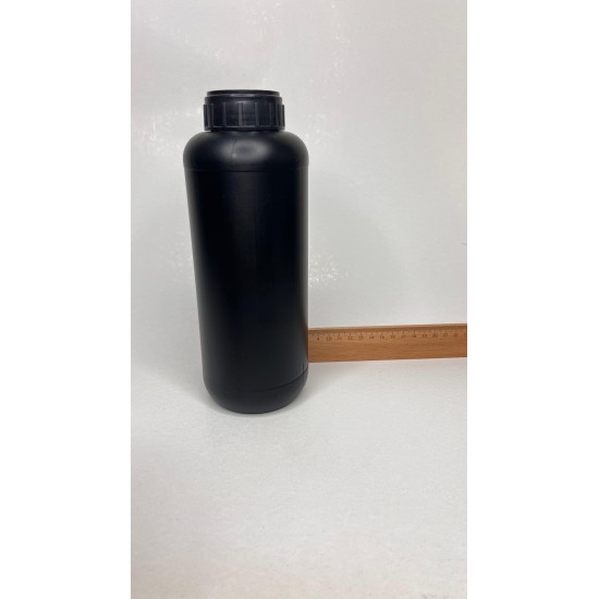 1 Litre Siyah Plastik PE Zirai Tarım İlacı Şişesi Düz kapaklı
