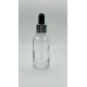 30 ml Şeffaf Cam Damlalıklı Şişe Gümüş Kapak Siyah Emzik