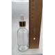 50 ml Şeffaf Cam Damlalıklı Şişe Gold Kapak Beyaz Emzik