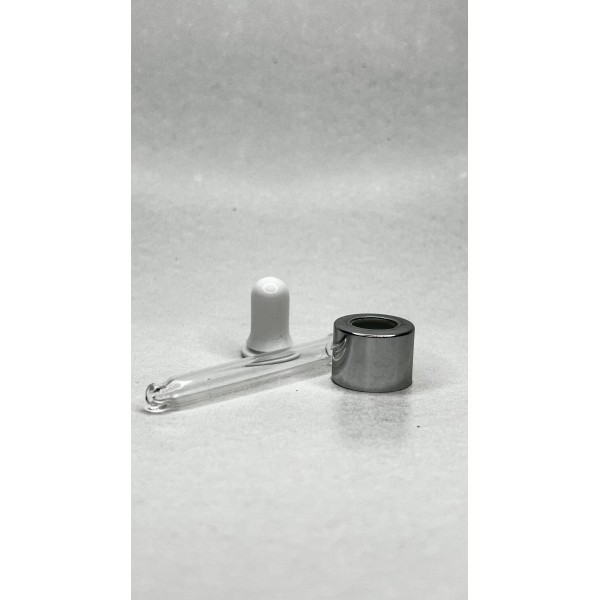10 ml Cam Damlalık Takımı | Gümüş Delikli Kapak, Beyaz Emzik ve Cam Pipet