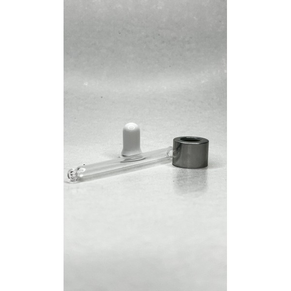 20 ml Cam Damlalık Takımı | Gümüş Delikli Kapak, Beyaz Emzik ve Cam Pipet