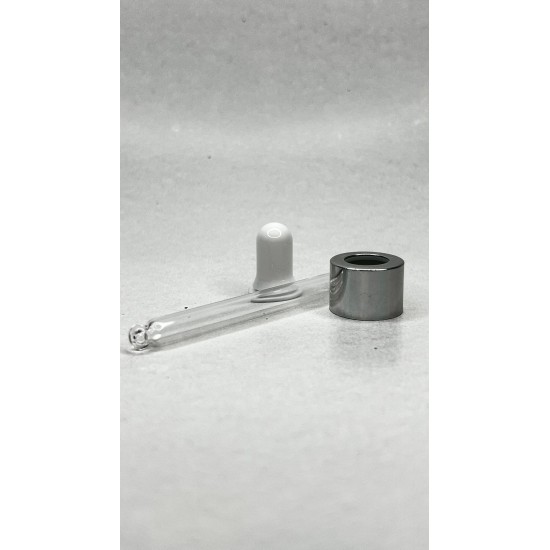30 ml Cam Damlalık Takımı | Gümüş Delikli Kapak, Beyaz Emzik ve Cam Pipet