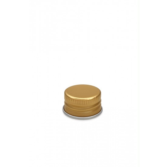 18 mm Gold Metal Düz Kapak | Cam ve Plastik Şişeler İçin Vidalı Kapak