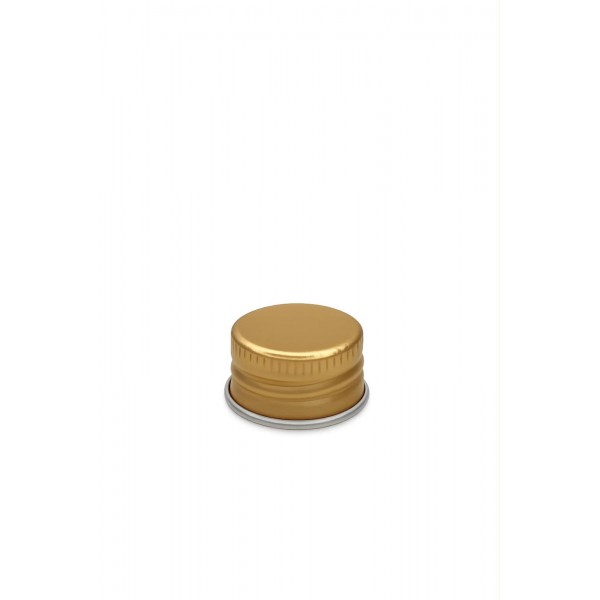 18 mm Gold Metal Düz Kapak | Cam ve Plastik Şişeler İçin Vidalı Kapak