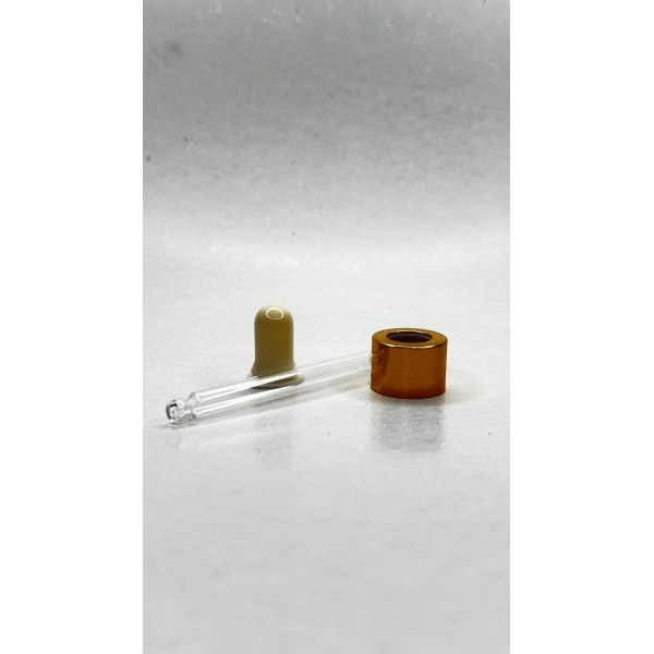 20 ml Cam Damlalık Takımı | Gold Delikli Kapak, Beyaz Emzik ve Cam Pipet