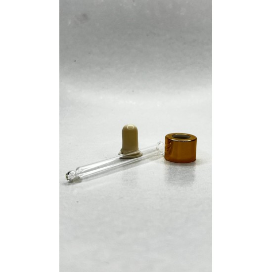 30 ml Cam Damlalık Takımı | Gold Delikli Kapak, Beyaz Emzik ve Cam Pipet