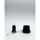 30 ml Cam Damlalık Takımı | Siyah Delikli Kapak, Siyah Emzik ve Cam Pipet