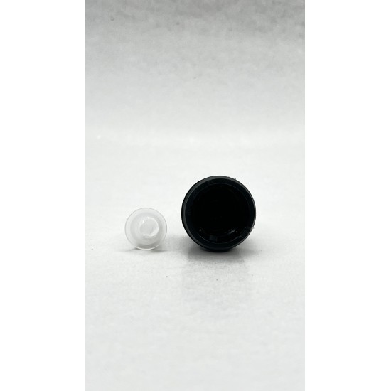 18 mm Siyah İçten Damlalıklı Plastik Kapak | Cam ve Plastik Şişeler İçin Vidalı Kapak