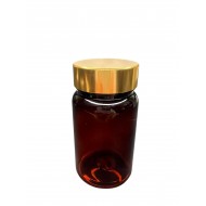 100 ml Kahverengi (Amber) Tablet Şişesi | Gold Kapaklı Vitamin, Kapsül ve Takviye Edici Gıda Kutusu (650 Adet/Koli)