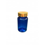 100 ml Mavi (Kobalt) Tablet Şişesi | Gold Kapaklı Vitamin, Kapsül ve Takviye Edici Gıda Kutusu (650 Adet/Koli)